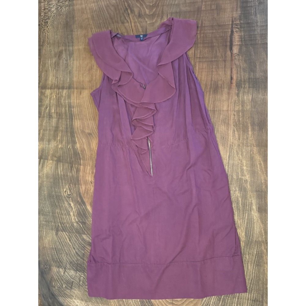 Gap Purple V Neck Size 12 Women's Dress‎ with Ruffles